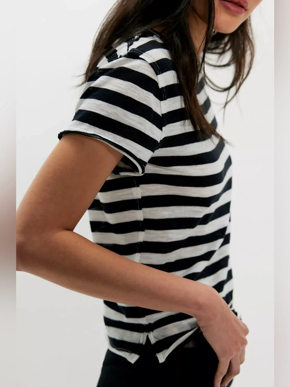 NWT! Free People We The Free Nora Striped Cotton Tee Sz Small